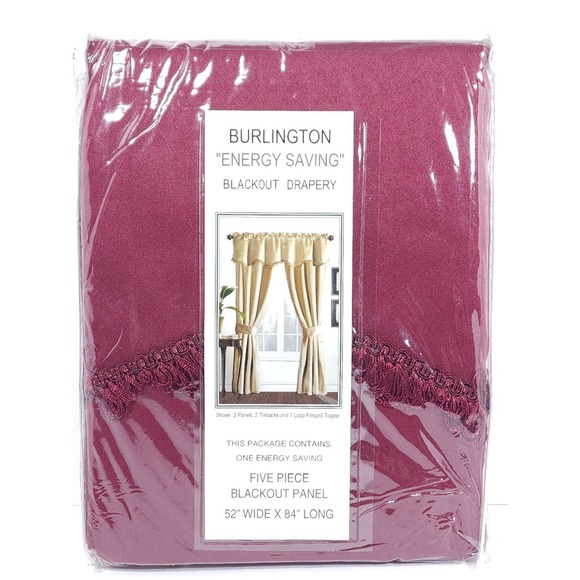Other - VTG Burlington Energy Saving Blackout Drapery Panels 5 Piece Burgundy 52"x84"